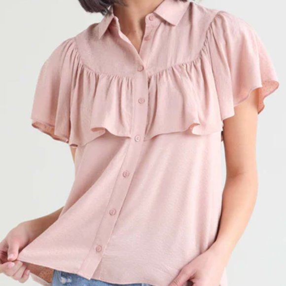 DownEast Pink Ruffle Blouse - Picture 2 of 9